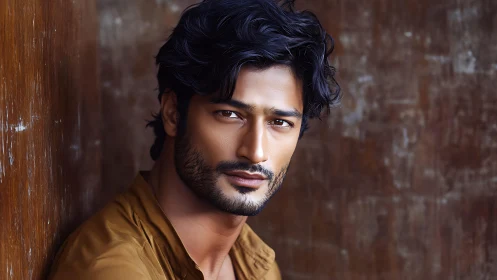 Photorealistic portrait of man with wavy hair and beard.