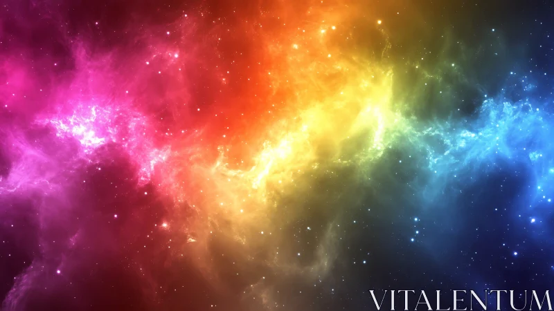 Cosmic paintbrush sweeps a rainbow nebula across silent space