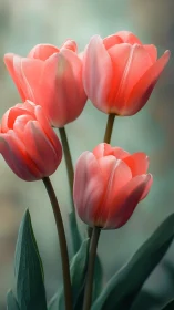 Coral Tulips in Luminous Backlighting: Translucent Petals.