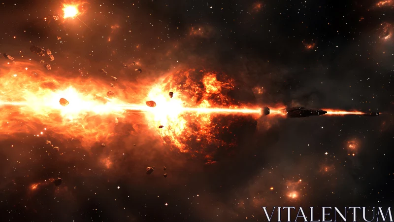 Starship unleashes searing beam through erupting sun field