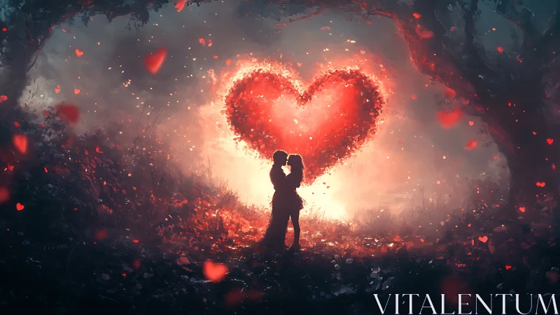 Two Hearts Glowing in Eternal Love's Radiant Embrace.