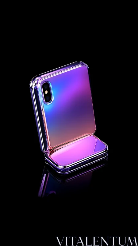 Foldable Smartphone Device Render with Neon Gradient Aesthetic