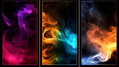 Neon Abstract Smoke. Vibrant Energy Art.