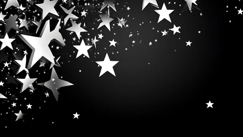 Silver star cascade drifting across a midnight canvas.