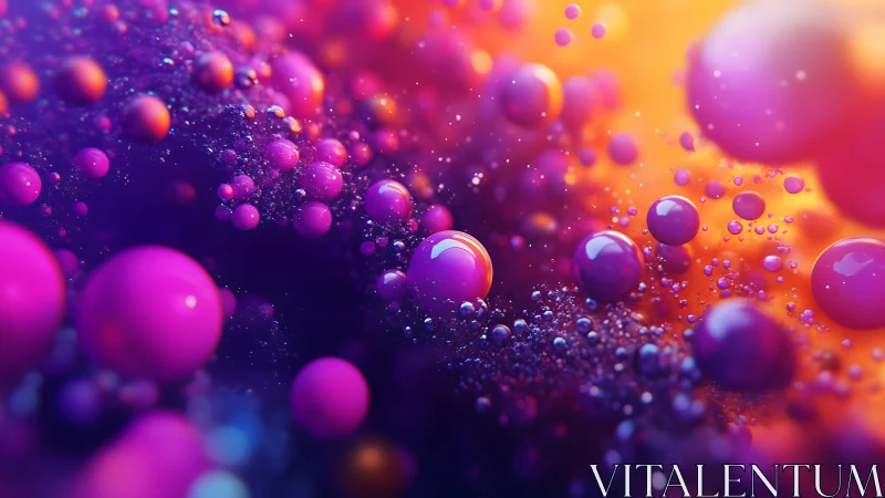 Vivid Abstract Spheres in Colorful Gradient Light, Digital Art.