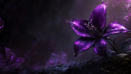 Luminescent blooms burst through darkness with electrifying elegance