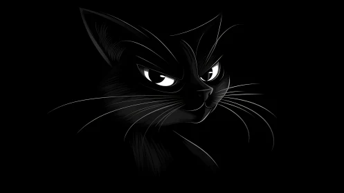 Mysterious Black Cat Portrait with Piercing Eyes