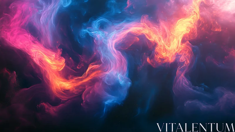 Neon cosmic nebula clouds swirl through deep space void