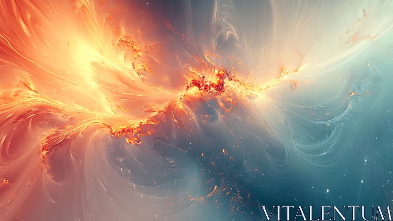 Digital painting of stellar plasma rift with flowing gradients.