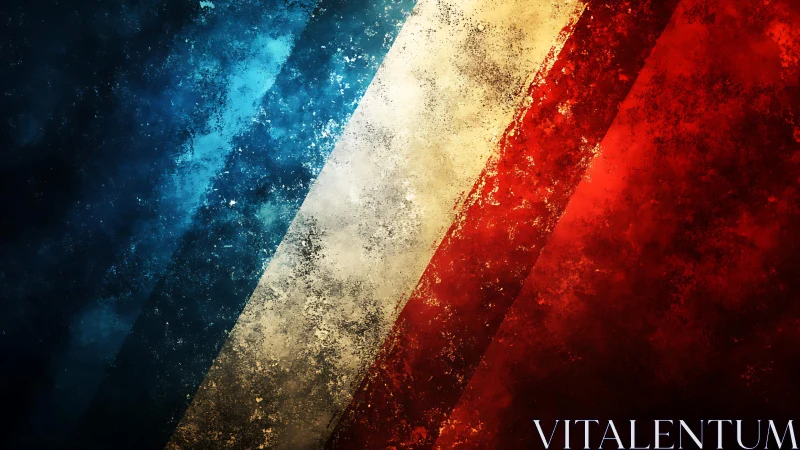 Grunge French Flag Art with Bold Blue, White, and Red Texture.