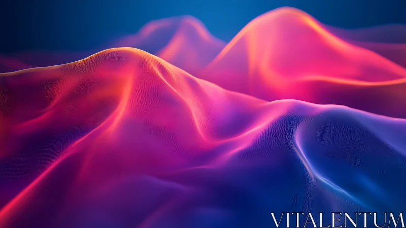 Volumetric neon waveforms render flowing mesh-like terrain forms