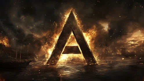 Triangular Gateway in Flames and Ash.