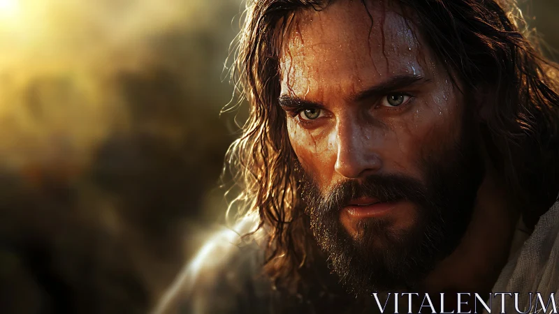 Bearded man with long hair in warm side lighting outdoors.