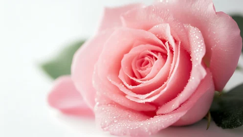 Pink Rose with Dew Droplet Crystalline Surface Texture Close-up Photography