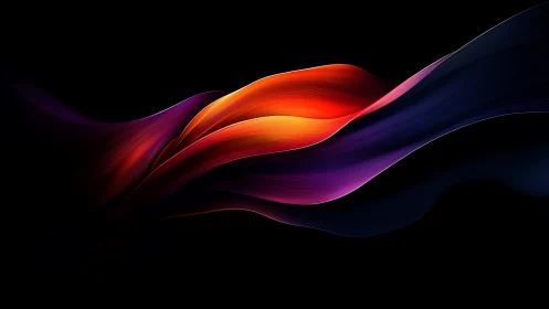 Luminous color waves flow gently across a deep black space