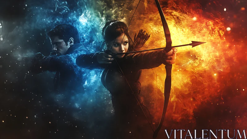 Twin elemental archers ignite a storm of arrows and willpower.