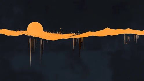 Golden horizon drip where sunset melts into midnight.