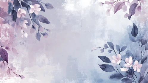 Floral Watercolor Composition with Soft Botanical Elements.