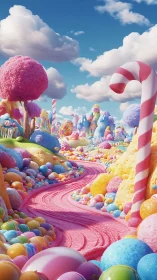 Hyper-saturated Candy Landscape With Volumetric Clouds And Procedural Terrain