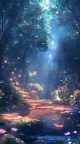 Luminous fairy grove where butterflies script rivers of light.