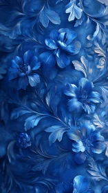 Midnight petals drift through carved cobalt floral currents