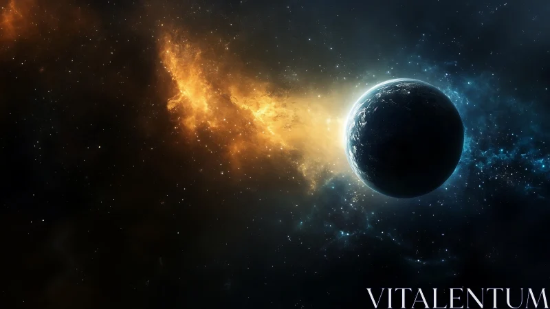 Shadowed exoplanet intersects bifurcated nebular light field