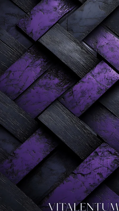 Purple and black textured planks in woven pattern.
