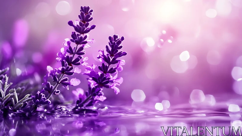 Purple Lavender Inflorescence with Bokeh Depth of Field Effects