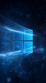 Luminescent window icon floating in deep space nebula field