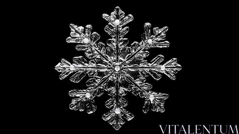 Isolated symmetric snowflake structure is rendered in high detail