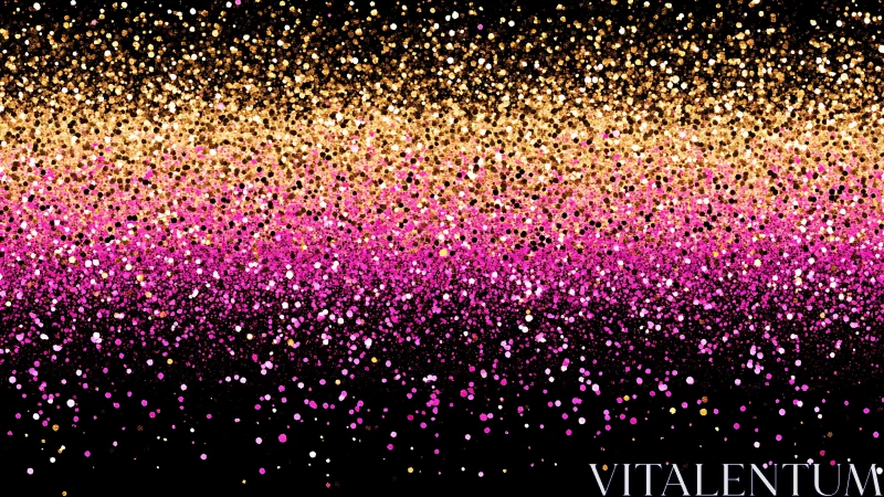 Gold and magenta glitter gradient forms dense sparkling field