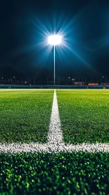 Nighttime field glows as bright stadium lights guide the game