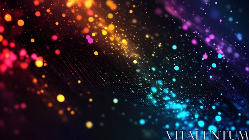 Prismatic data sparks stream across a midnight digital sky