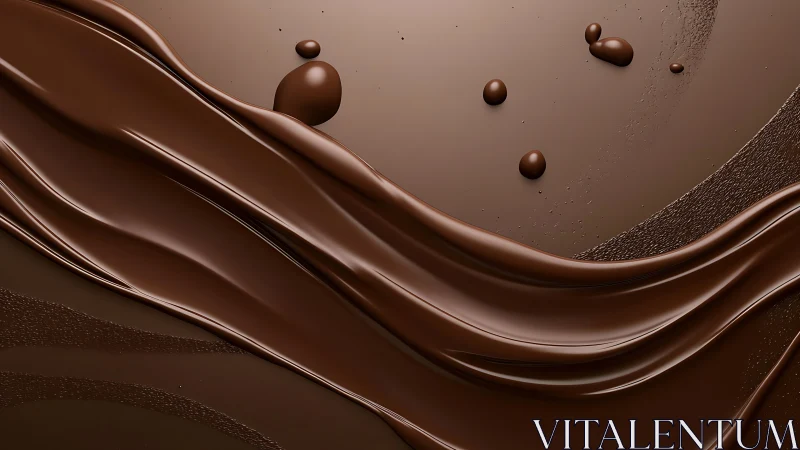 Silky chocolate waves flow across a rich glossy surface