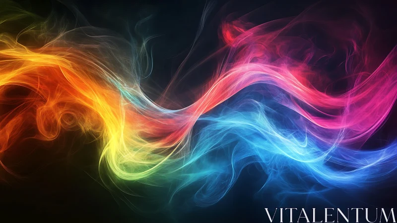 Chromatic smoke rivers twist through a midnight digital sky