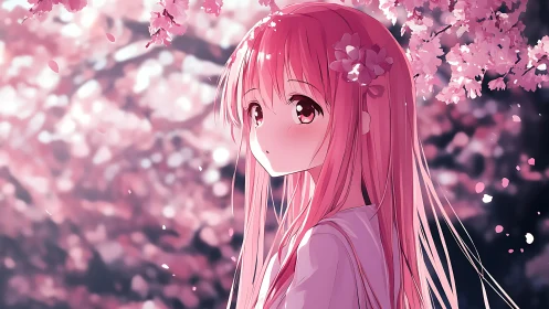 Cherry blossom dusk pauses with a soft pinkhearted gaze