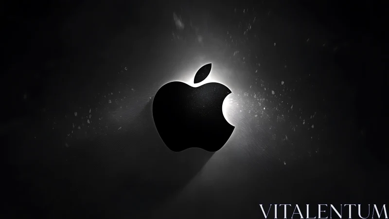 Apple Logo Glowing Against Dark Textured Background