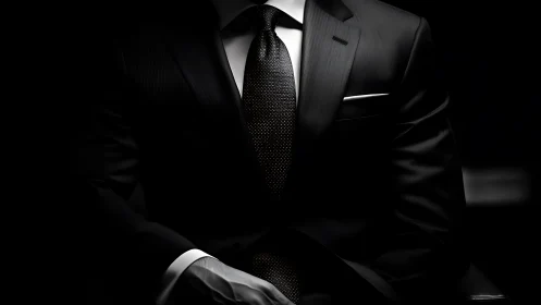 Low key monochrome portrait of tailored business suit.