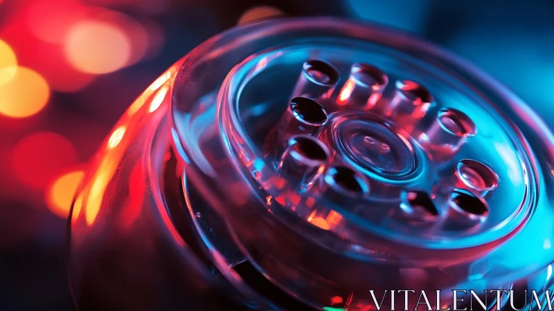 Neon halo over retro dial, glowing in electric twilight.