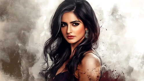 Smoldering gaze carves light from smoky digital silence