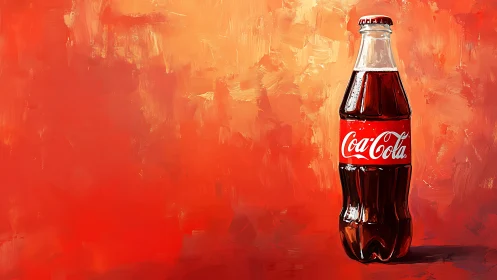 Chromatic study of glass cola bottle on gestural red ground.