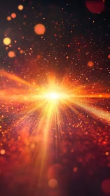 Radiant golden lightburst scatters glowing particles outward