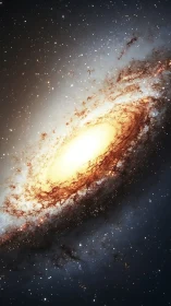 Star-swirled galaxy core blazing like a cosmic bonfire.