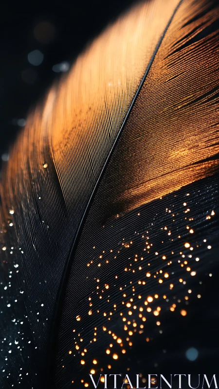 Macro feather detail captures warm bokeh and fine barbs