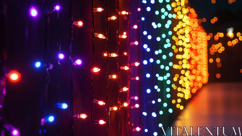 Chromatic LED arrays in shallow‑focus optical bokeh field.