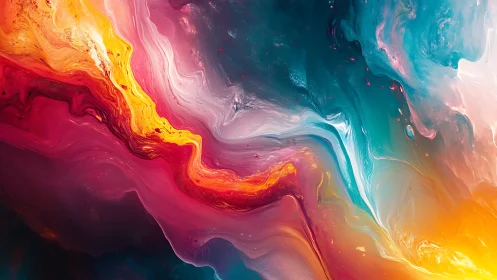 Vivid abstract nebula swirls in molten cosmic color flows