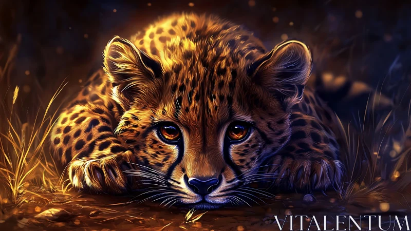 Luminous Leopard: Ember Eyes in Golden Twilight.