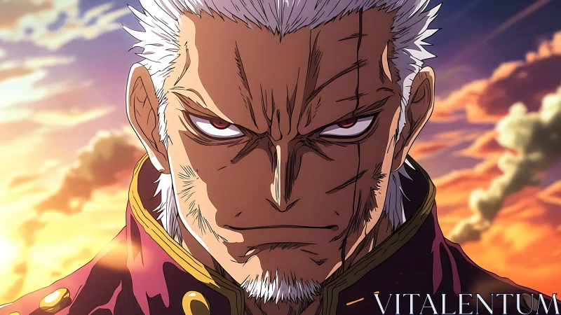 Storm-scarred warrior stares down the burning horizon. Period.