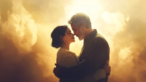 Sunset Embrace: Two Hearts Suspended in Golden Light.