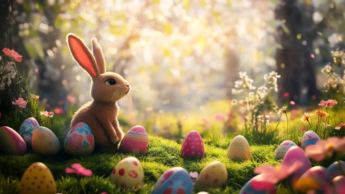 Soft-eared daydreamer crowns a meadow with painted eggs